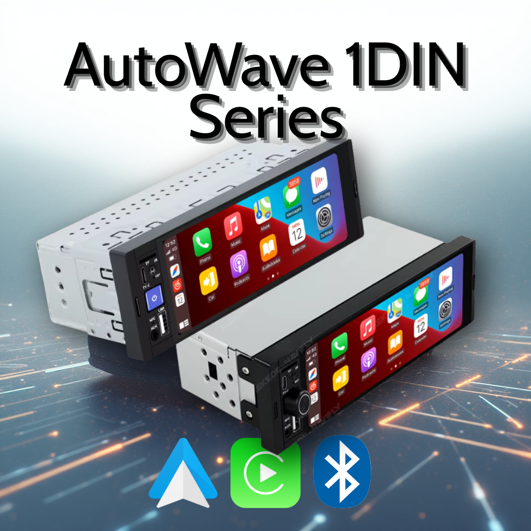 AutoWave 1DIN Wireless CarPlay & Android Auto Head Unit | Plug