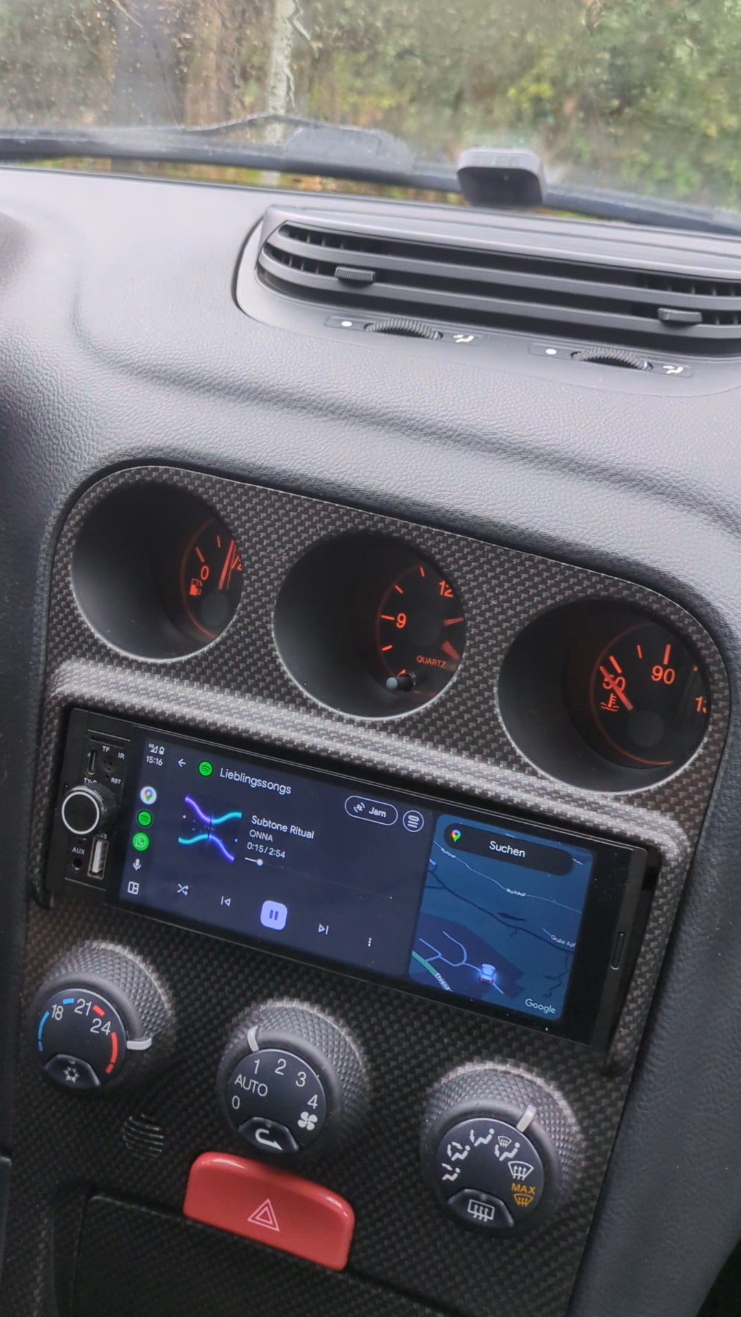 AutoWave 1DIN Bluetooth Radio Compatible with Wireless CarPlay/Android Auto