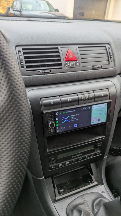 AutoWave 1DIN Bluetooth Radio Compatible with Wireless CarPlay/Android Auto